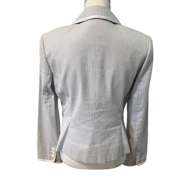 LOFT Long Sleeve Three Button Cotton Fully Lined Blazer Blue White Tan Size 6 - Picture 7 of 15